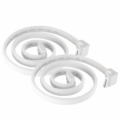 Picture of SilverStone Technology CP08W 90 Degree SATA 3 Sleeved White Cable with EMI Guard for 6Gb/s 2-Pack, SST-CP08W-USA-2PACK