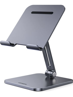 Picture of UGREEN Tablet Stand Holder for Desk Adjustable Aluminum Portable Stand Holder Foldable Dock Home Office Desk Accessories Compatible with 2024 iPad pro 13 12.9 11, iPad Air 13 11 Mini Grey