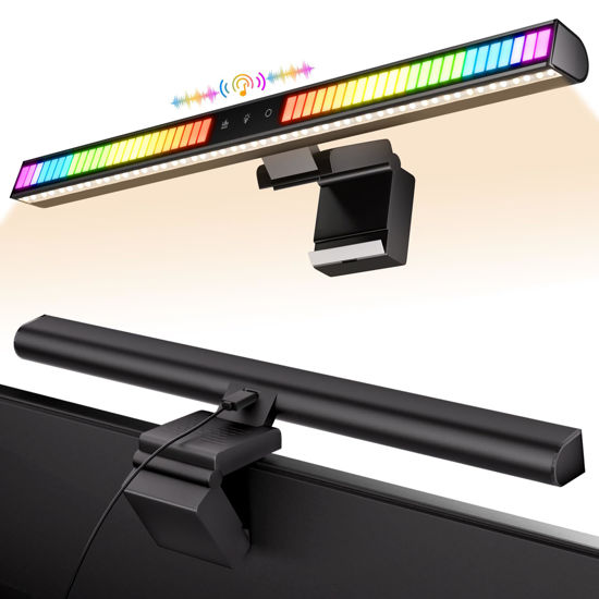 Picture of Geisofu RGB Sound Reactive Computer Monitor Light Bar - Desk Monitor LED Light Bar for Voice Activated Lights,Screen Lamp for Eye Caring,USB Powered Task Lamp for Home Office Game Desk Reading