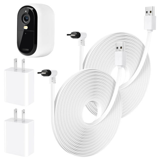 Picture of 2Pack 25FT Power Cable Compatible with Arlo Essential 2K Outdoor Security Camera (2nd Generation), Flat Charging Cable, Weatherproof Outdoor Power Cord Charging Your Camera Continuously