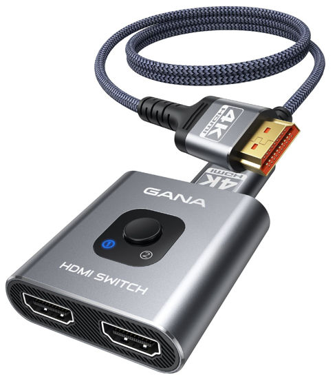 Picture of GANA HDMI Switch 4K@60Hz, Aluminum Bidirectional Hub with 3FT Cable, Fast & Stable Transmission for Xbox, PS5/4/3, Fire Stick, Roku, Blu-Ray Player