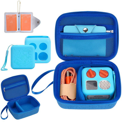 Picture of YouKnow Hard Case and Silicone Cover for Yoto Mini Player, Kids Audio Music Accessory with Card Case Holder for up to 20 Cards (Blue)