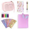 Picture of Madcat 6 in 1 Accessories Kit for Kids Instant Print Camera,Include Camera Storage Case+Photo Album+DIY Sticker+Rhinestone Stickers+Paint Pens+Rainbow strap (pink)