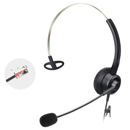 Picture of Corded Phone Headset with Microphone Noise Cancelling, RJ9 Office Telephone Headsets Hands Free Compatible with Cisco 8865 8851 8845 8841 7965 7945 7940 7861 7841 7821 7811 6945 VOIP Phones