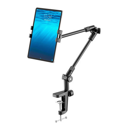 Picture of KDD Tablet Stand Holder with 360° Phone iPad Tripod Mount, 27in Long Arm Webcam Stand Projector Camera Mount for Desk, Fit for 4.7"-13" Devices, iPad Pro 12.9 Air Mini, Galaxy Tabs, Switch, iPhone