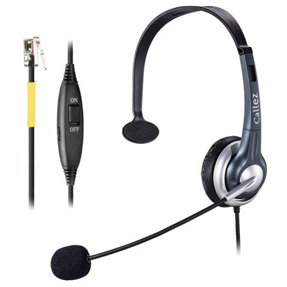 Picture of RJ9 Phone Headset with Noise Cancelling Microphone, Callez Office Phone Headset Mono Compatible with Yealink T46S T42S T48S T41S T27G T20P T21P Avaya 1608 9608 Grandstream GXP2170 2135 Panasonic Cisco