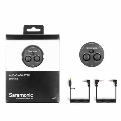 Picture of Saramonic Miniature 2-Channel 3.5mm Microphone & Audio Mixer with TRS & TRRS Output Cables for Cameras, Smartphones, Computers & More (AX1)