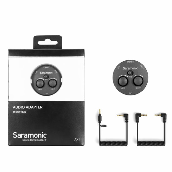 Picture of Saramonic Miniature 2-Channel 3.5mm Microphone & Audio Mixer with TRS & TRRS Output Cables for Cameras, Smartphones, Computers & More (AX1)