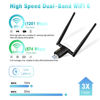 Picture of USB WiFi Adapter for PC - 1800Mbps USB 3.0 WiFi 6 Adapter for Desktop PC Laptop with 2.4G/5G Dual 5dBi Antennas, Wireless Network Adapter for MU-MIMO OFDMA WPA3 Plug & Play, Supports Windows 11/10