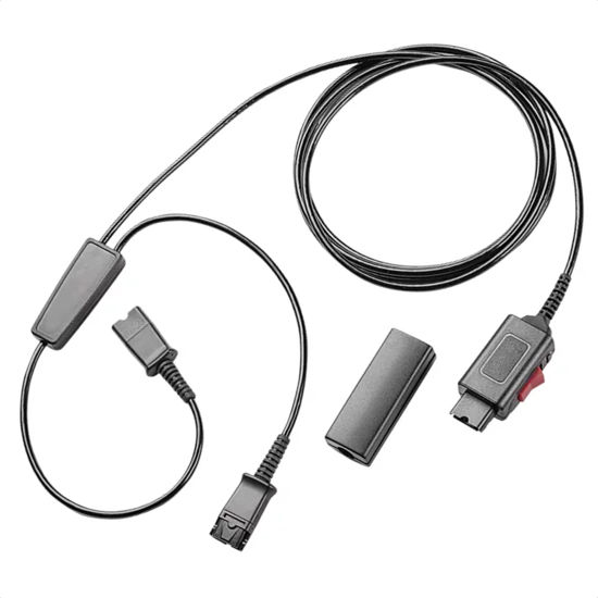 Picture of Plantronics Style Headset Splitter and Telephone Cable-Supervisor Agent Training Y-Cord with Mute Button-Compatible w/Plantronics HW Series headsets, Encore, EncorePro for Call Center, Office Training