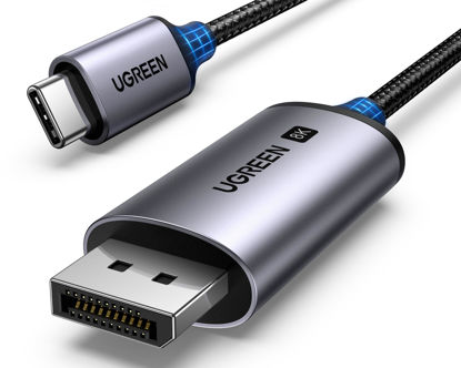 Picture of UGREEN USB C to DisplayPort 1.4 Cable 8K@60Hz 4K@240Hz Thunderbolt 4/3 to DisplayPort Cord USB C to DP 1.4 32.4Gbps Braided Compatible iPhone 15, MacBook Pro/Air, iPad, Mac Mini, Galaxy, XPS 17, 6.6FT