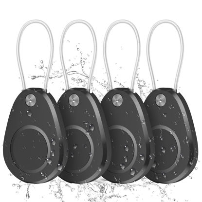 Picture of Waterproof AirTag Keychain Holder - 4 Pack Airtag Lock Case with Wire Cable for Apple AirTags, Ultra Durable Anti-Lost Protective Case with Keyring for Luggage, Backpack (Black)