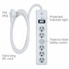 Picture of GE 6-Outlet Surge Protector, 6 Ft Extension Cord, Power Strip, 800 Joules, Flat Plug, Twist-to-Close Safety Covers, Protected Indicator Light, UL Listed, White, 47225