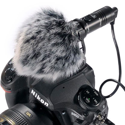 Picture of Nicama SGM8L 3.5mm Condenser Cardioid Camera mic with Windscreen Muff - Shotgun Microphone with Audio Adapter for iPhone Nikon Canon DSLR Camera Sony DV Camcorder