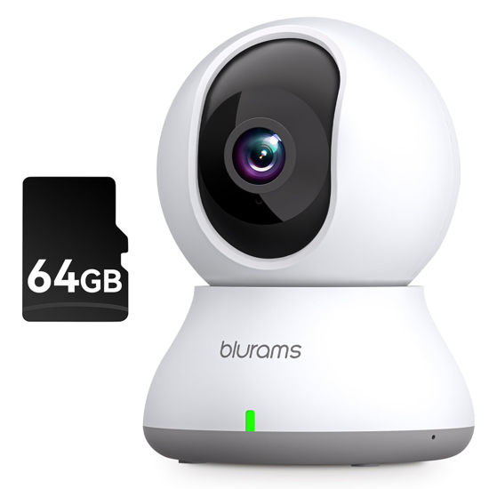 Picture of blurams Security Camera 2K, Baby Monitor Dog Camera 360-degree for Home Security (White + 64GB TF Card)