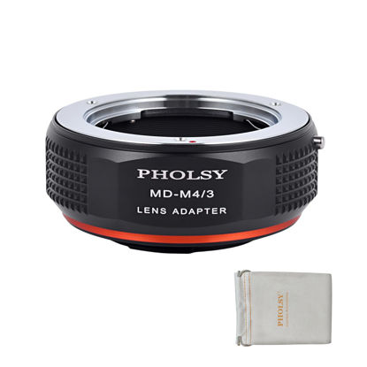 Picture of PHOLSY Lens Mount Adapter MD to MFT Compatible with Minolta MD (MC SR) Mount Lens to Micro Four Thirds (M4/3 Micro 4/3) Mount Camera Body Compatible with Olympus Panasonic Lumix Cameras MD to M4/3