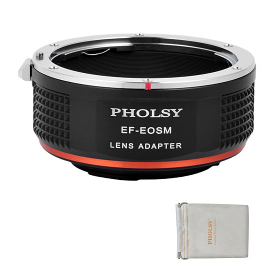 Picture of PHOLSY Manual Focus Lens Mount Adapter EF to EF-M Compatible with Canon EF EF-S Lens to Canon EOS EF-M (EOS M) Camera EOS M, M2, M3, M5, M6, M10, M50, M100, M200, M50 II, M6 II, EF to EOSM