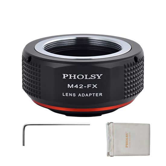 Picture of PHOLSY M42 to FX Lens Mount Adapter Compatible with M42 42mm Screw Mount Lens to Fujifilm X Mount Camera Body Compatible with Fujifilm X-H2S, X-Pro3, X-T5, X-T4, X-S20, X-S10, X-T30II, X-E4 etc.