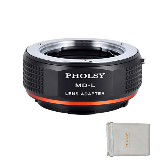 Picture of PHOLSY Lens Mount Adapter MD to L Compatible with Minolta MD (MC SR) Mount Lens to Leica L Mount Camera Body Compatible with Leica SL2, SL2-S, CL, TL2, Lumix S5, S1, BS1H, Sigma fp, fp L