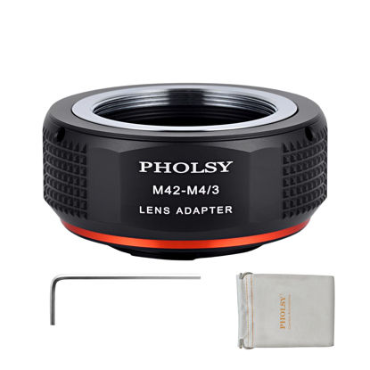 Picture of PHOLSY Lens Mount Adapter M42 to MFT Compatible with M42 42mm Screw Mount Lens to Micro Four Thirds (M4/3 Micro 4/3) Mount Camera Body Compatible with Olympus Panasonic Lumix Cameras M42 to M4/3