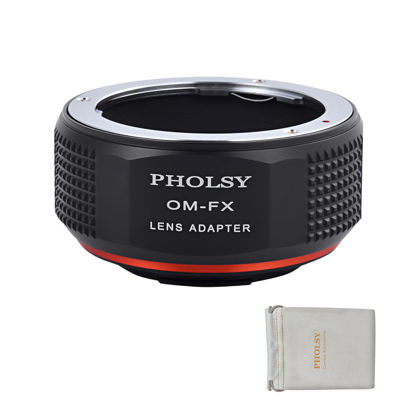 Picture of PHOLSY OM to FX Lens Mount Adapter Compatible with Olympus Zuiko OM Lens to Fujifilm X Mount Camera Body Compatible with Fujifilm X-H2S, X-Pro3, X-T5, X-T4, X-S20, X-S10, X-T30II, X-E4 etc.