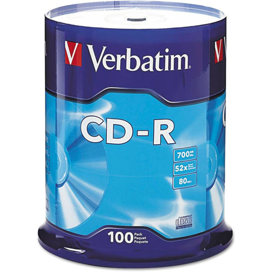 Picture of Verbatim CD-R Blank Discs 700MB 80 Minutes 52X Recordable Disc for Data and Music - 100pk Spindle,Silver