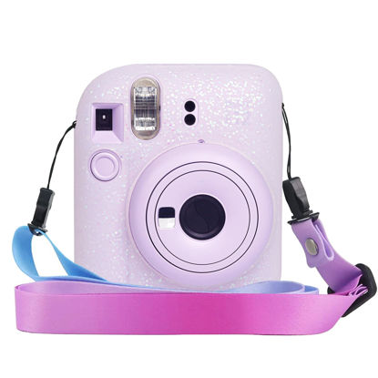 Picture of wogozan Silicone Case for Fujifilm Mini 12 Instant Camera Protective Camera Case with Adjustable Shoulder Strap - Glitter(No Camera)