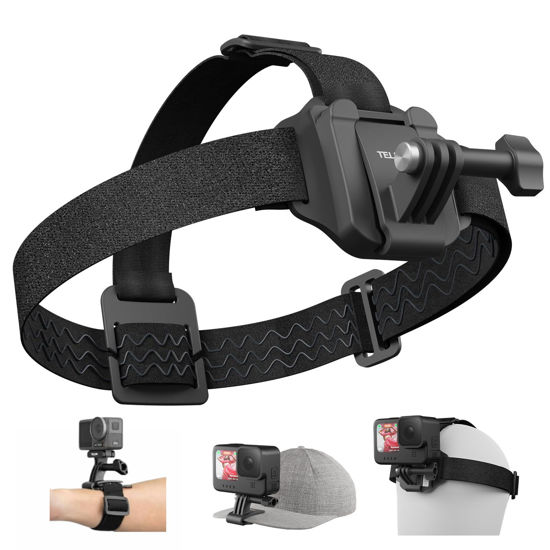 Picture of Head Strap Mount with Cap Clip, Quick Release Head Belt Mount Compatible with GoPro Hero 11/10/9/8/7/6/5, Fusion, Max, DJI OSMO and Most Action Cameras