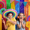 Picture of Mega-L Fiesta Party Decorations Foil Fringe Curtains Backdrop, 2 Pack Mexican Themed 3.3x6.6ft Tinsel Streamers Perfect for Spain Taco Party Photo Booth Props,Cinco de Mayo Dia De Los Muertos Decor