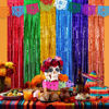 Picture of Mega-L Fiesta Party Decorations Foil Fringe Curtains Backdrop, 2 Pack Mexican Themed 3.3x6.6ft Tinsel Streamers Perfect for Spain Taco Party Photo Booth Props,Cinco de Mayo Dia De Los Muertos Decor