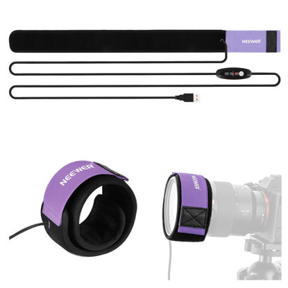 Picture of NEEWER USB Lens Heater, 20"/500mm Lens Warmer with FPC Fast Even Heating Tech for DSLR Camera Lens Telescope Astrophotography, 3 Temperature Levels, Prevents Overvoltage/Dew/Fog/Condensation, HW-30