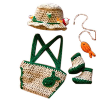 Picture of Newborn Photography Props Baby Photo Outfits Crochet Kintted Fisherman Set