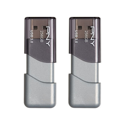 Picture of PNY 256GB Turbo Attaché 3 USB 3.0 Flash Drive, 2-Pack, Grey, P-FD256X2TBOP-MP, 100MB/s, Light-Weight Durable - Data Storage and Transfer