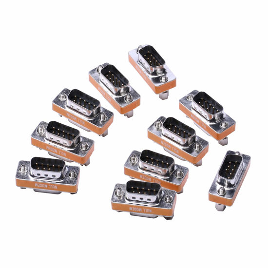 Picture of Arnorin DB9 Null Modem Adapter Male to Female Slimline Data Transfer Serial Port Adapter 10 Pack