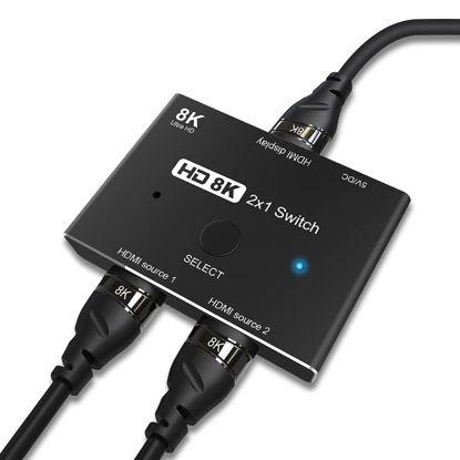 Picture of CABLEDECONN HDMI 2.1 Ultra HD 8K High Speed 48Gbps Directional Switch Adapter 2in 1out 8K@60Hz 4K@120Hz Converter Compatible with XBOX PS5 Projectors Monitors