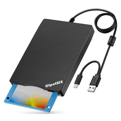 Picture of CIpotZIZ Floppy Disk Reader USB C External 3.5 inch 1.44 MB Floppy Disc Reader Dual USB Type A/C Floppy Disk Drive/Player/Converter