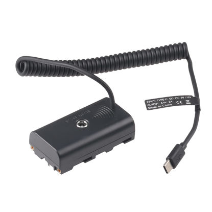 Picture of FocusFoto USB-C to NP-F550 Dummy Battery Adapter Cable for Sony NP-F970 NP-F570 NP-F750 NP-F770 F960 F530 F330 to Power Camera Field Monitor Video LED Light DSLR Mirrorless Camera