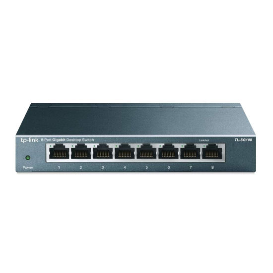 Picture of TP-Link TL-SG108 8 Port Gigabit Unmanaged Ethernet Network Switch, Ethernet Splitter Plug & Play Fanless Metal Design Shielded Ports Traffic Optimization