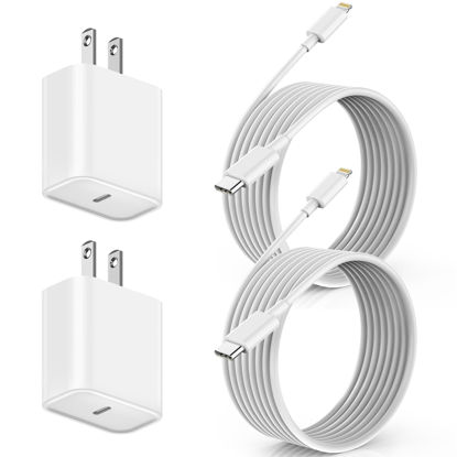 Picture of Fast Charger iPhone Cord, Long iPhone Charging Cable Lightning Charger 2Pack PD USB Type C Apple Charger Fast Charging 6FT Apple Cord Lightning Cable for iPhone 14/13/12/11 Pro Max/XR/XS/X/SE2022/iPad