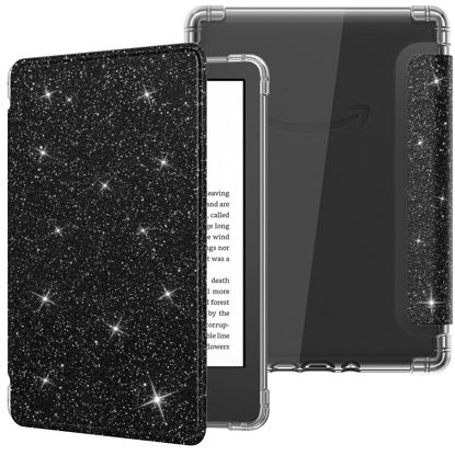 Picture of MoKo Case for Universal 6 Inches E-Book Reader and Tablets 2022, Ultra Clear Soft Flexible Transparent TPU Back Cover Light Shell with Auto Wake/Sleep, Black & Glitter