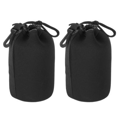 Picture of PATIKIL Camera Lens Bag, 2 Pcs 3.5" IDx7.1 H Drawstring Lens Pouch with Thick Protective Neoprene, Lens Case for DSLR Camera Lens, Water Coffee Cups Black