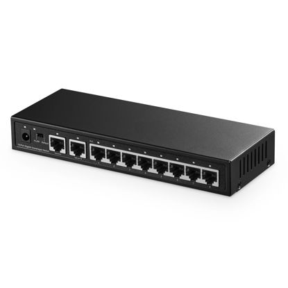 Picture of Binardat 10 Port Gigabit Ethernet Switch, 8 Ports 100/1000Mbps, 2 Gigabit Uplink, Support Vlan, Metal Case Unmanaged Plug and Play