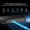 Picture of Binardat 10 Port Gigabit Ethernet Switch, 8 Ports 100/1000Mbps, 2 Gigabit Uplink, Support Vlan, Metal Case Unmanaged Plug and Play