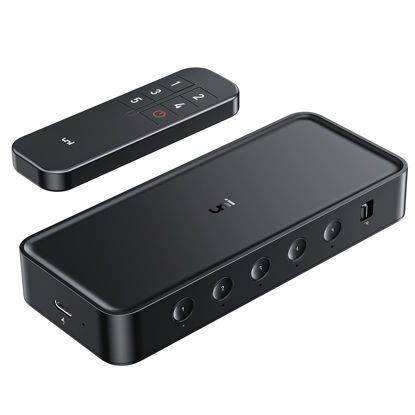 Picture of uni HDMI Switch 5 in 1 Out 4K@60Hz, HDMI Splitter Switcher with Remote, 5 Port HDMI 2.0 Selector Splitter Box Support 3D, HDCP2.2, HDR Compatible with Laptop, PS5/4, Xbox, Roku TV, Fire Stick