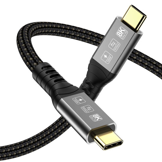 Picture of Angusplay USB C Thunderbolt 4 Cable 40Gbps 4 ft, USB4 Braided Cables, 8K Display / 100W Charging Compatible with Thunderbolt 4/3, USB4/3, Type C for Mac MacBook Pro, External SSD eGPU 1.2 Meter