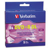 Picture of Verbatim 95311 Dual-Layer DVD+R Discs, 8.5GB, 8x, w/Jewel Cases, 5/Pack, Silver