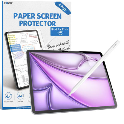 Picture of XIRON 2-PACK Paper Screen Protector for iPad Air 11 inch (M2) 2024, Matte PET Film for iPad Air 11-in. 2024, Write and Draw Like on Paper, Anti-Glare Screen Protector