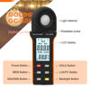 Picture of Digital Illuminance Light Meter Range up to 400,000 Lux, 270º Rotated Sensor, Data Retention, Ambient Temp (℃/℉) with Data Logging for Plants LED Lights, Aquarium, Schools, Offices