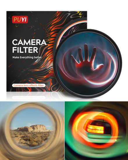 Picture of Camera Vortex Effect Filter, 67MM Prism Film Special Effects Glass Lens Photography Accessories for DSLR Cinematice Video and Photo, Filter Pouch Included