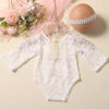 Picture of Ylsteed Newborn Photography Outfits Girl Newborn Photography Props Lace Romper Newborn Baby Photo Shoot Outfits Girls Photo Props (Wheat Headband+White Set)